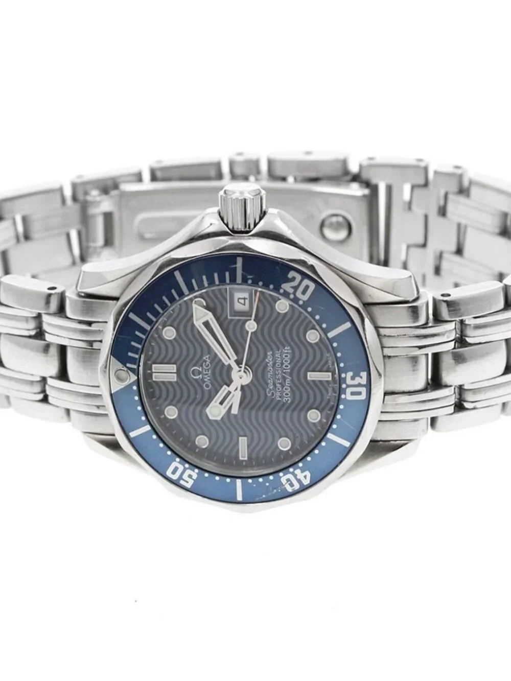 OMEGA Seamaster300 2583.80 Date Navy Dial Quartz Ladies Watch_965205